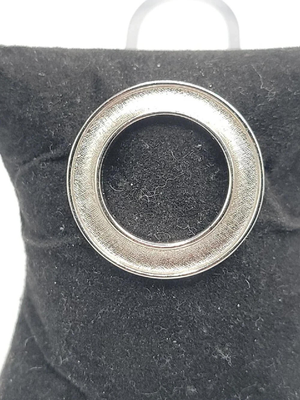 Vintage Crown Trifari Florentine Circle Brooch Pin Silver Tone Signed Estate
